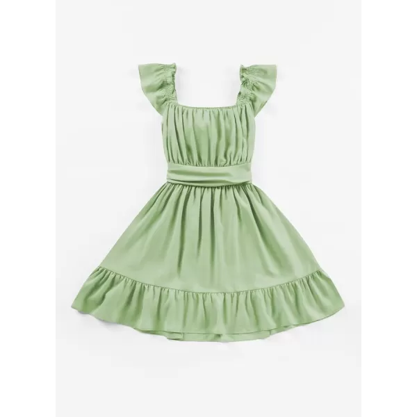blibean Teen Girls Summer Tie Back Sundreses Kids Ruffle Sleeveless Dresses Size 6-15 Years