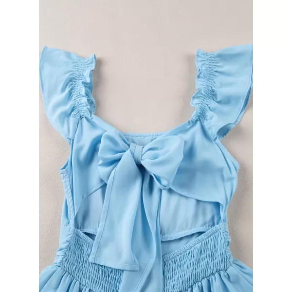 blibean Teen Girls Summer Tie Back Sundreses Kids Ruffle Sleeveless Dresses Size 6-15 Years