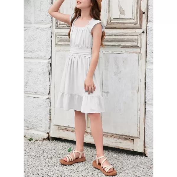 blibean Teen Girls Summer Tie Back Sundreses Kids Ruffle Sleeveless Dresses Size 6-15 Years