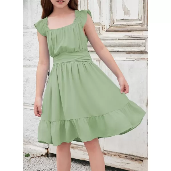 blibean Teen Girls Summer Tie Back Sundreses Kids Ruffle Sleeveless Dresses Size 6-15 Years