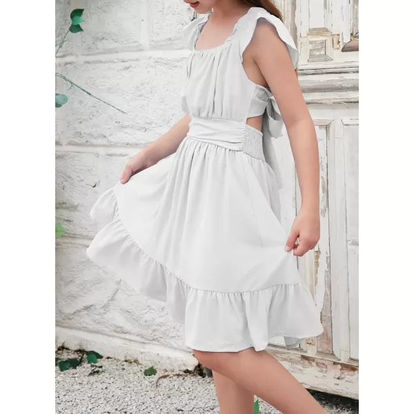blibean Teen Girls Summer Tie Back Sundreses Kids Ruffle Sleeveless Dresses Size 6-15 Years