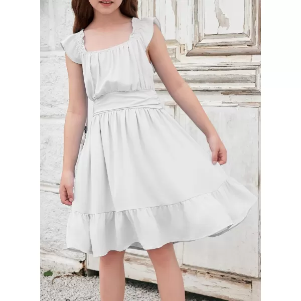 blibean Teen Girls Summer Tie Back Sundreses Kids Ruffle Sleeveless Dresses Size 6-15 Years