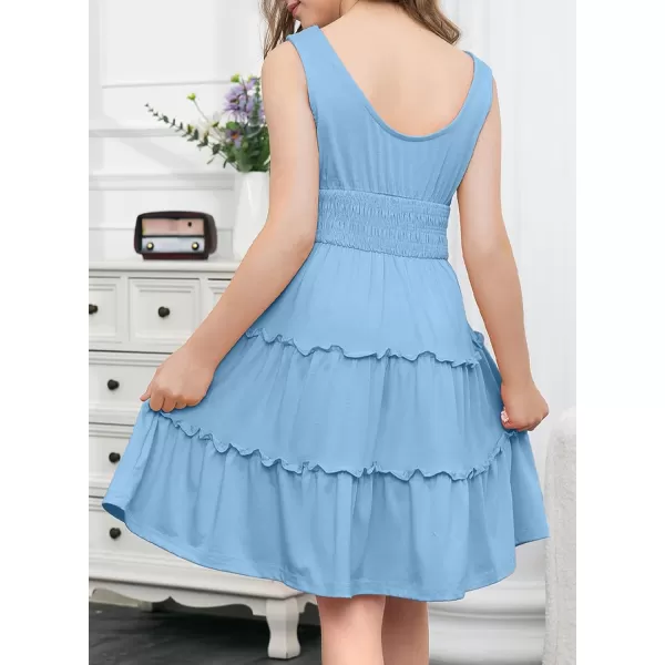 blibean Tween Girls 2024 Dress Sleeveless Tiered Simple Sundress Size 6-15 Years