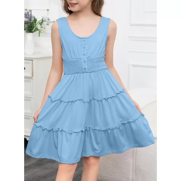 blibean Tween Girls 2024 Dress Sleeveless Tiered Simple Sundress Size 6-15 Years