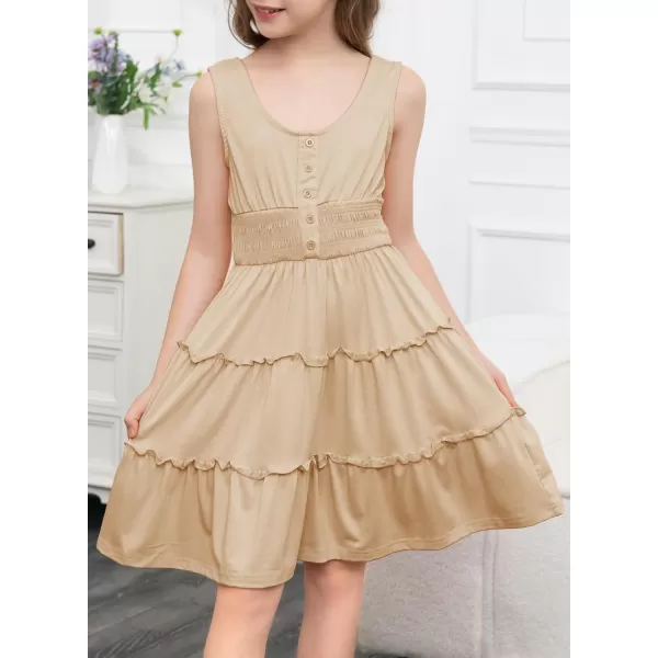 blibean Tween Girls 2024 Dress Sleeveless Tiered Simple Sundress Size 6-15 Years