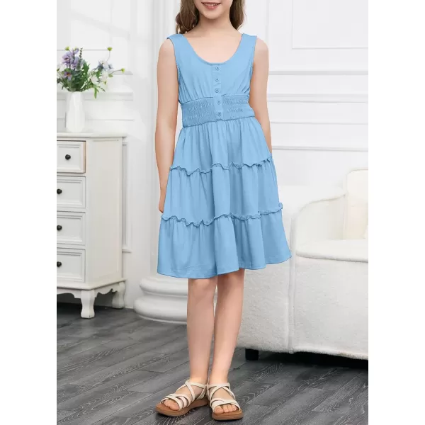 blibean Tween Girls 2024 Dress Sleeveless Tiered Simple Sundress Size 6-15 Years