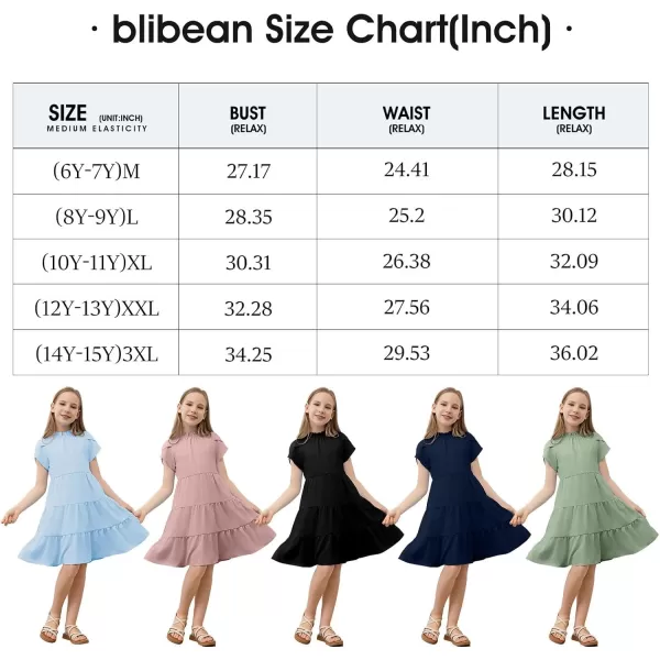 blibean Tween Girls 2024 Summer Boho Dress Kids Tiered Dresses Size 6-15 Years