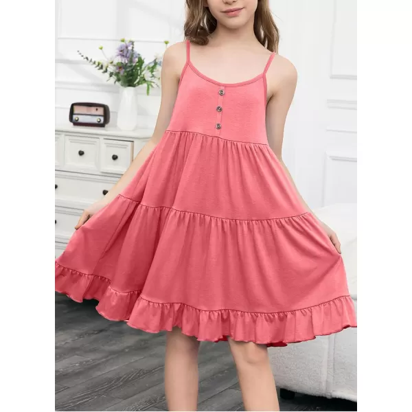 blibean Tween Girls Spaghetti Strap Dress Beach Sundress Size 6-15 Years
