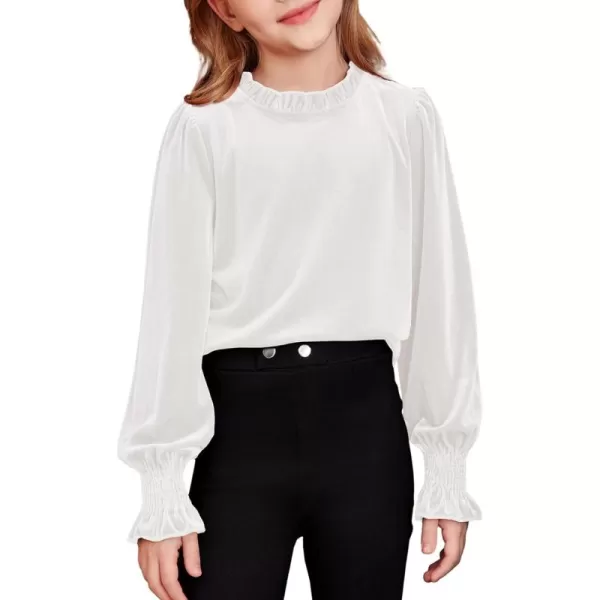 blibean Girls Velvet Long Sleeve Shirts Ruffle Neck Tops Size 6-15 Years