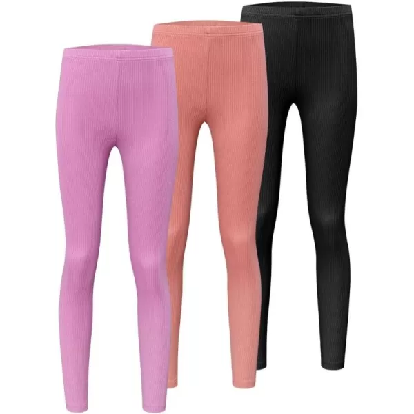 blibean Teen Girls 3pcs Leggings Kids Ribbed Knit Pants Size 6-15 Years