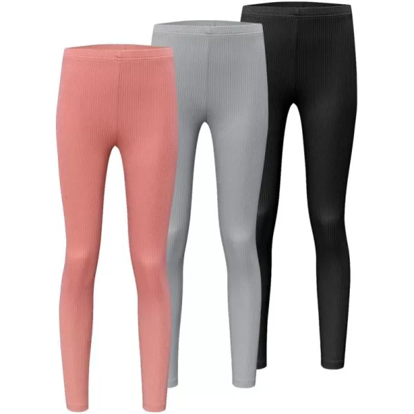 blibean Teen Girls 3pcs Leggings Kids Ribbed Knit Pants Size 6-15 Years