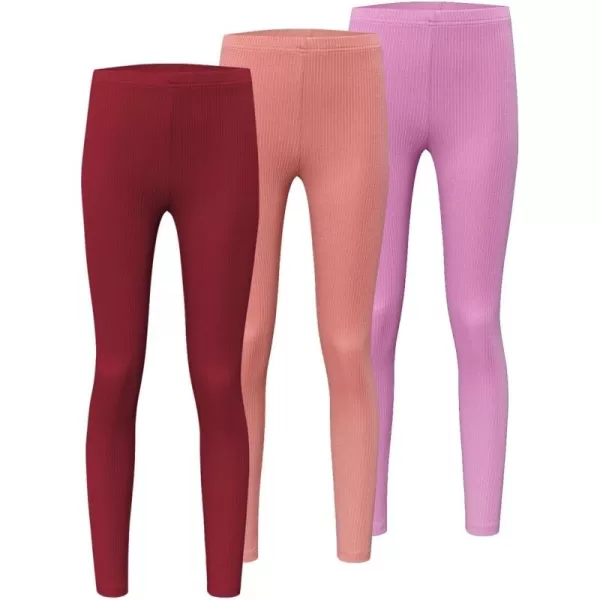 blibean Teen Girls 3pcs Leggings Kids Ribbed Knit Pants Size 6-15 Years