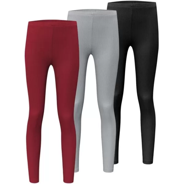 blibean Teen Girls 3pcs Leggings Kids Ribbed Knit Pants Size 6-15 Years