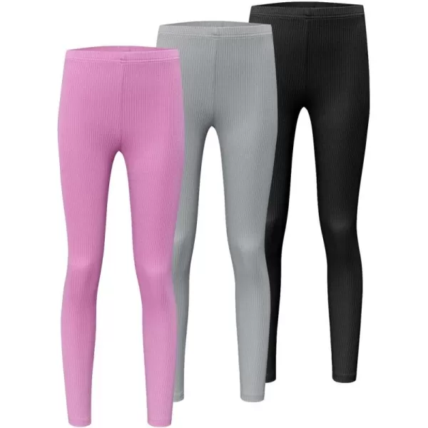 blibean Teen Girls 3pcs Leggings Kids Ribbed Knit Pants Size 6-15 Years