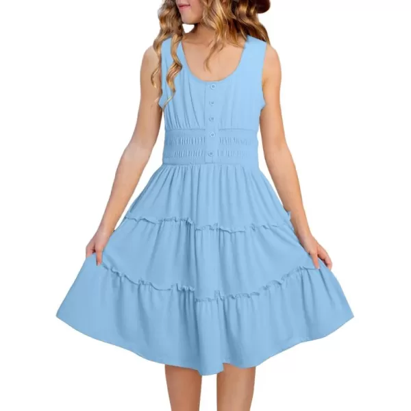 blibean Tween Girls 2024 Dress Sleeveless Tiered Simple Sundress Size 6-15 Years