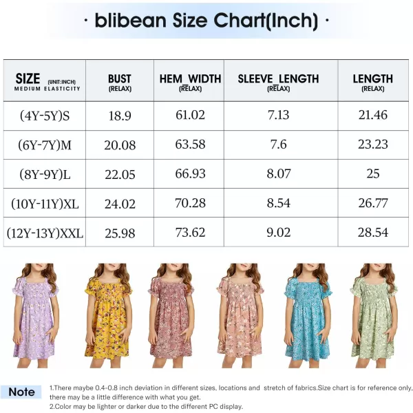 blibean Girls Summer Dress Tween Floral Boho Dresses Size 4-13 Years