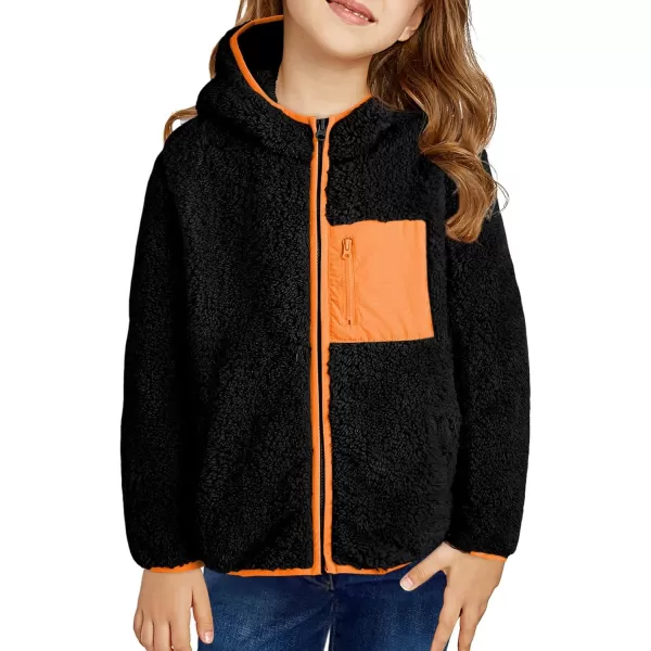 blibean Teen Girls Color Black Jacket Fleece Zip Hooded Coat Size 6-15 Years Old