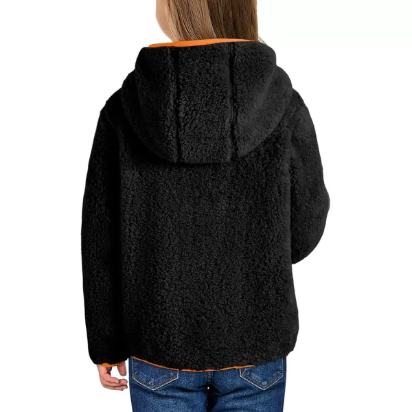 blibean Teen Girls Color Black Jacket Fleece Zip Hooded Coat Size 6-15 Years Old