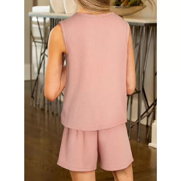 blibean Girls Summer Clothes Set 2024 Waffle Pockets Cotton Outfit Size 4-13 Years