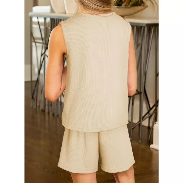 blibean Girls Summer Clothes Set 2024 Waffle Pockets Cotton Outfit Size 4-13 Years