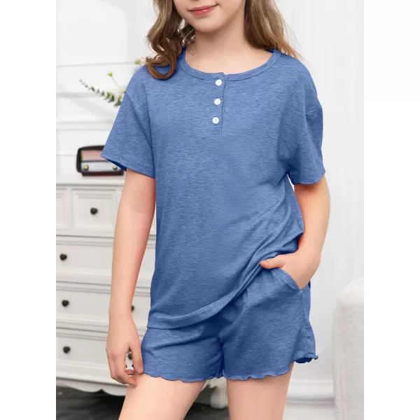 blibean Girls Summer Outfit 2024 Pockets Two Piece Shorts Set Size 4-13 Years