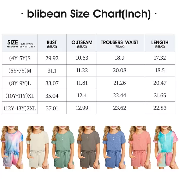 blibean Girls Summer Outfit 2024 Pockets Two Piece Shorts Set Size 4-13 Years
