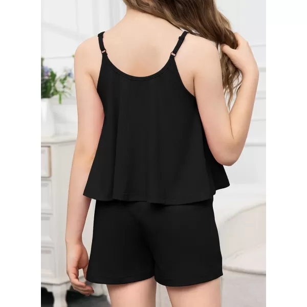 blibean Teen Girls Adjustable Strap Top 2 Piece Ribbed Shorts Sets 4-13 Years