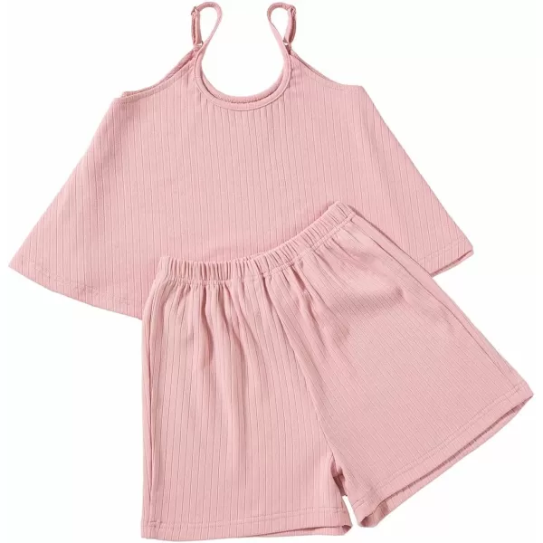 blibean Teen Girls Adjustable Strap Top 2 Piece Ribbed Shorts Sets 4-13 Years