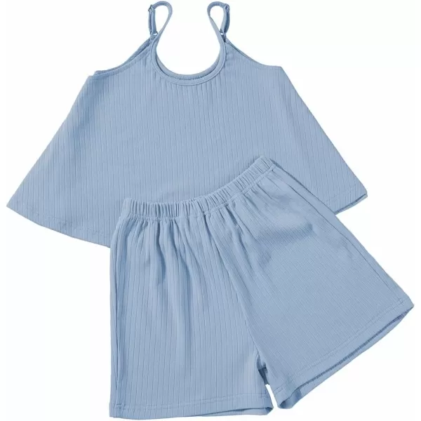 blibean Teen Girls Adjustable Strap Top 2 Piece Ribbed Shorts Sets 4-13 Years