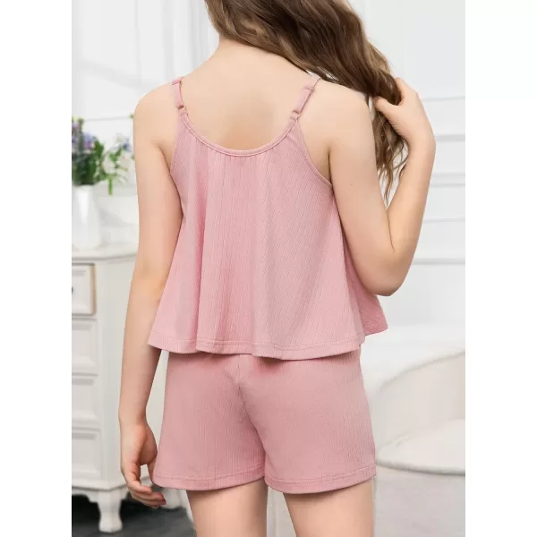 blibean Teen Girls Adjustable Strap Top 2 Piece Ribbed Shorts Sets 4-13 Years