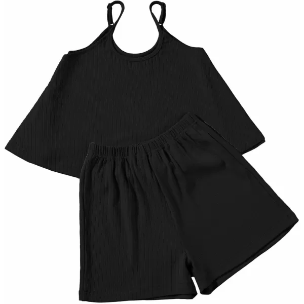 blibean Teen Girls Adjustable Strap Top 2 Piece Ribbed Shorts Sets 4-13 Years