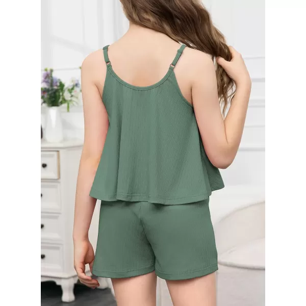 blibean Teen Girls Adjustable Strap Top 2 Piece Ribbed Shorts Sets 4-13 Years