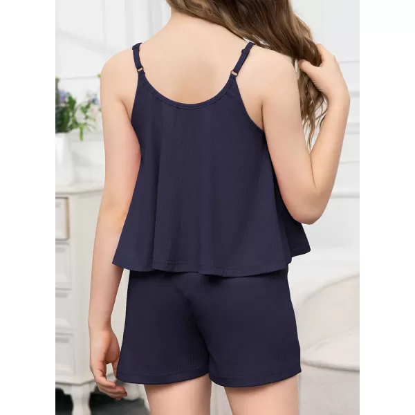 blibean Teen Girls Adjustable Strap Top 2 Piece Ribbed Shorts Sets 4-13 Years