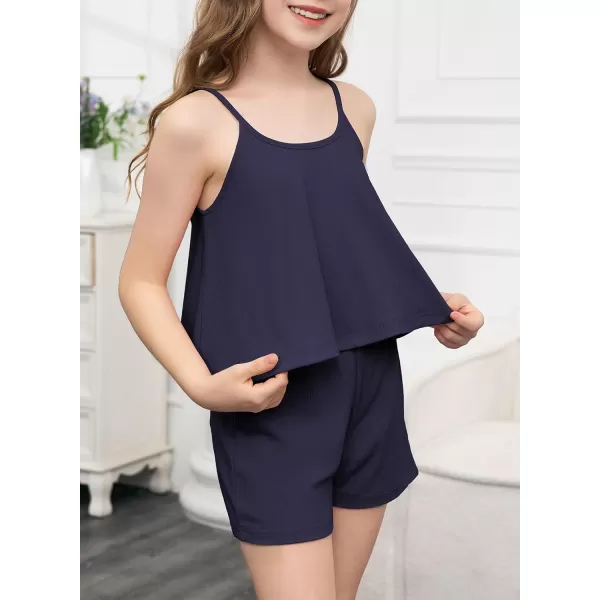 blibean Teen Girls Adjustable Strap Top 2 Piece Ribbed Shorts Sets 4-13 Years