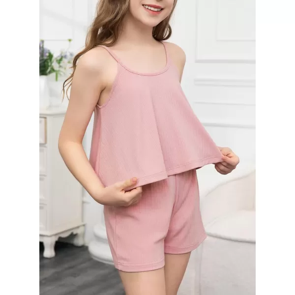 blibean Teen Girls Adjustable Strap Top 2 Piece Ribbed Shorts Sets 4-13 Years