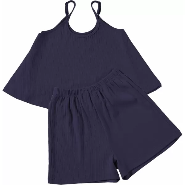 blibean Teen Girls Adjustable Strap Top 2 Piece Ribbed Shorts Sets 4-13 Years