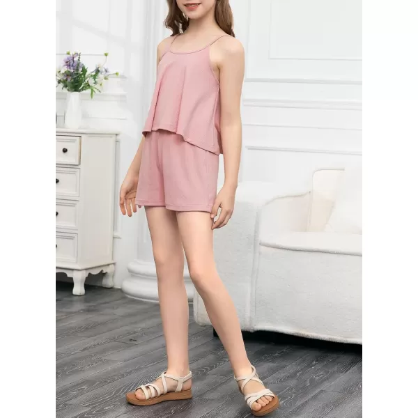 blibean Teen Girls Adjustable Strap Top 2 Piece Ribbed Shorts Sets 4-13 Years