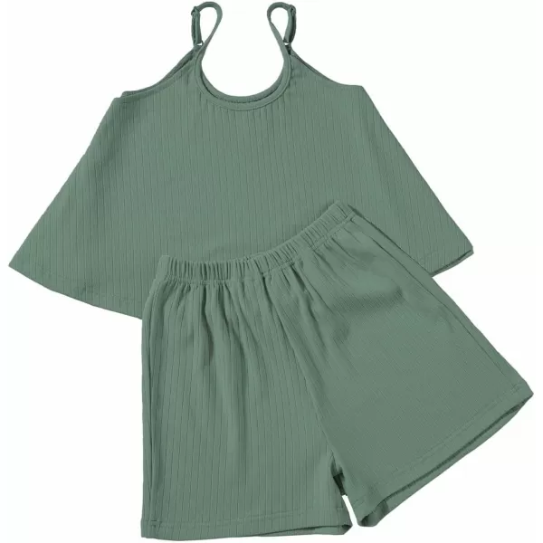 blibean Teen Girls Adjustable Strap Top 2 Piece Ribbed Shorts Sets 4-13 Years