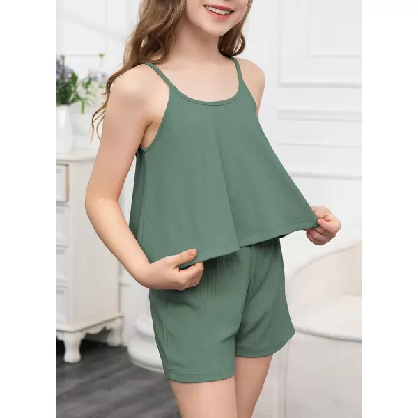 blibean Teen Girls Adjustable Strap Top 2 Piece Ribbed Shorts Sets 4-13 Years