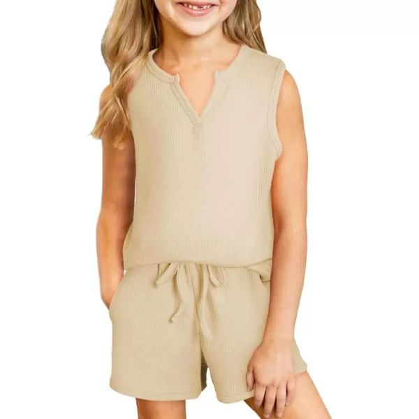blibean Girls Summer Clothes Set 2024 Waffle Pockets Cotton Outfit Size 4-13 Years