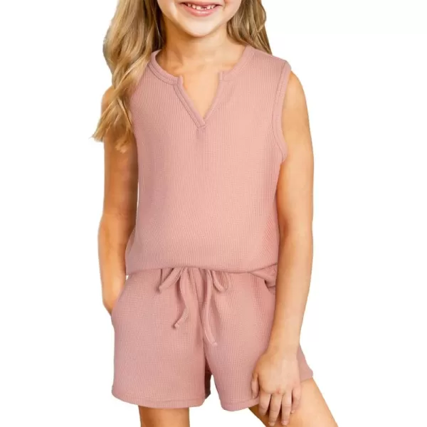 blibean Girls Summer Clothes Set 2024 Waffle Pockets Cotton Outfit Size 4-13 Years