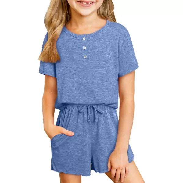 blibean Girls Summer Outfit 2024 Pockets Two Piece Shorts Set Size 4-13 Years