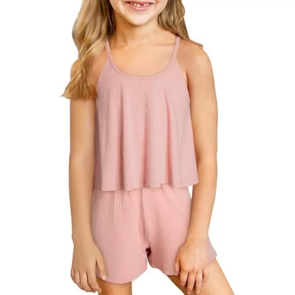 blibean Teen Girls Adjustable Strap Top 2 Piece Ribbed Shorts Sets 4-13 Years
