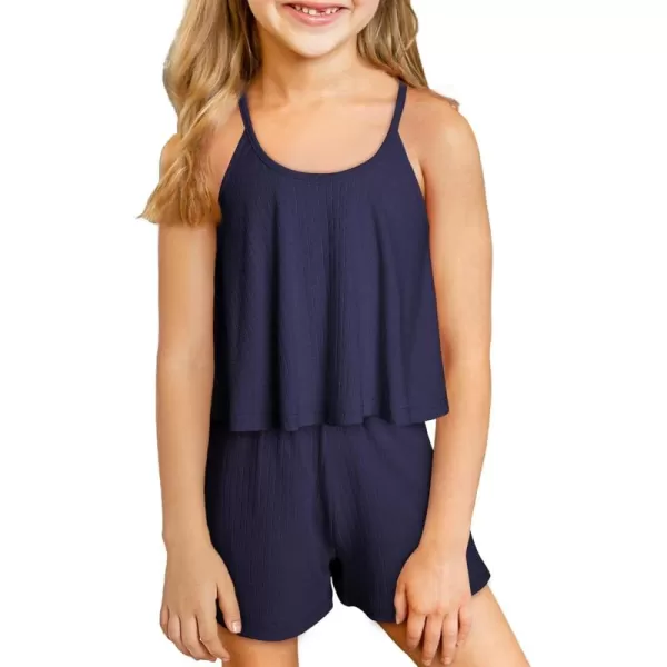 blibean Teen Girls Adjustable Strap Top 2 Piece Ribbed Shorts Sets 4-13 Years