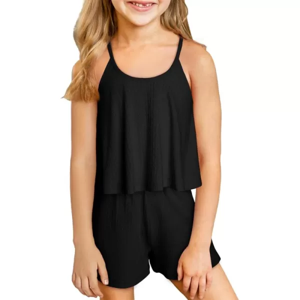blibean Teen Girls Adjustable Strap Top 2 Piece Ribbed Shorts Sets 4-13 Years