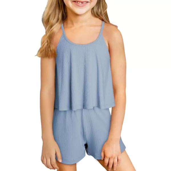blibean Teen Girls Adjustable Strap Top 2 Piece Ribbed Shorts Sets 4-13 Years