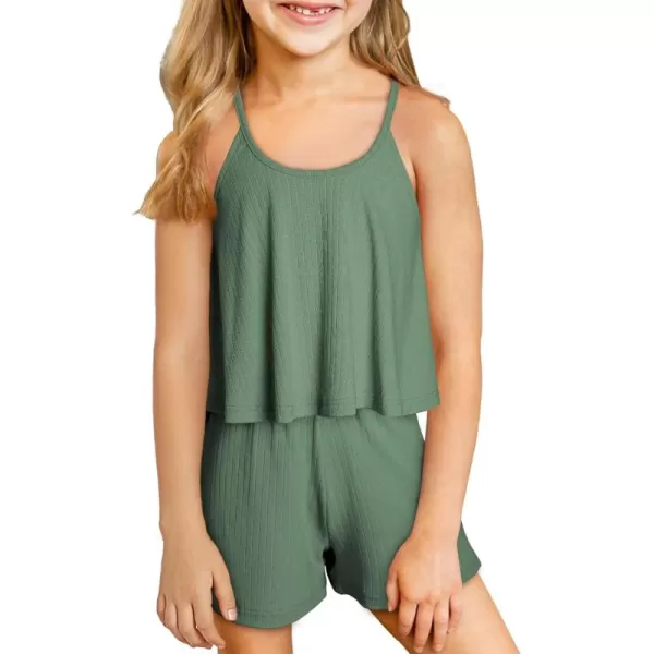 blibean Teen Girls Adjustable Strap Top 2 Piece Ribbed Shorts Sets 4-13 Years