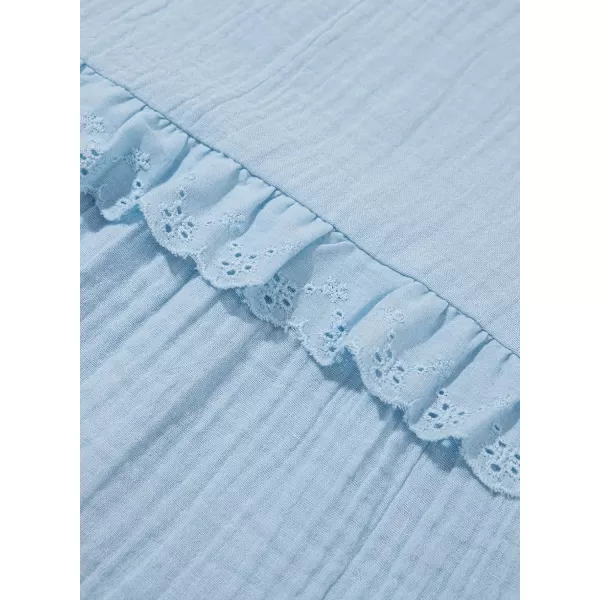 imageblibean Girls Cotton Short Sleeve Dresses Lace Semi Formal Dress Size 615 YearsLight Blue