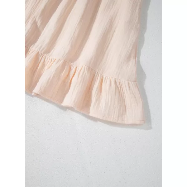 imageblibean Teen Girls Summer Cotton Dresses Smocked Sleeveless Sun Dress Size 615 YearsA Beige
