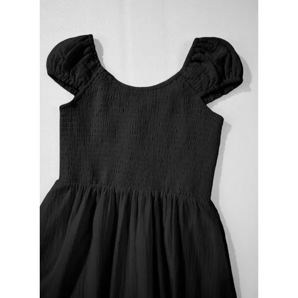 imageblibean Teen Girls Summer Cotton Dresses Smocked Sleeveless Sun Dress Size 615 YearsA Black